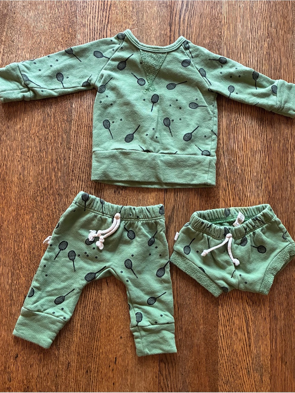 Childhoods Clothing Green Tennis Set (Shorties, Sweatshirt, pants)